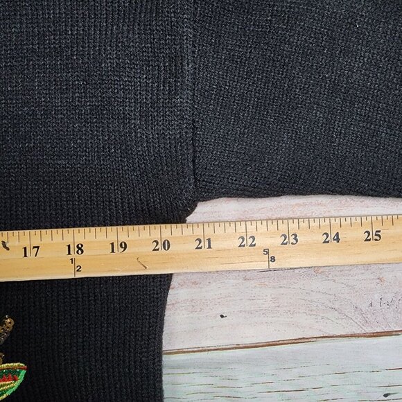 Holiday Time Feliz Navidad Christmas Sweater S/CH 4-6 Black Knit With Festive Sa - Picture 10 of 11